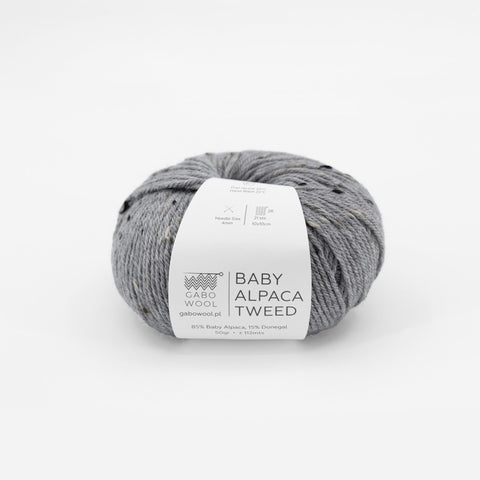 włóczka z alpaki, naturalny skład, na druty, na szydełko, kolor jasny szary tweed